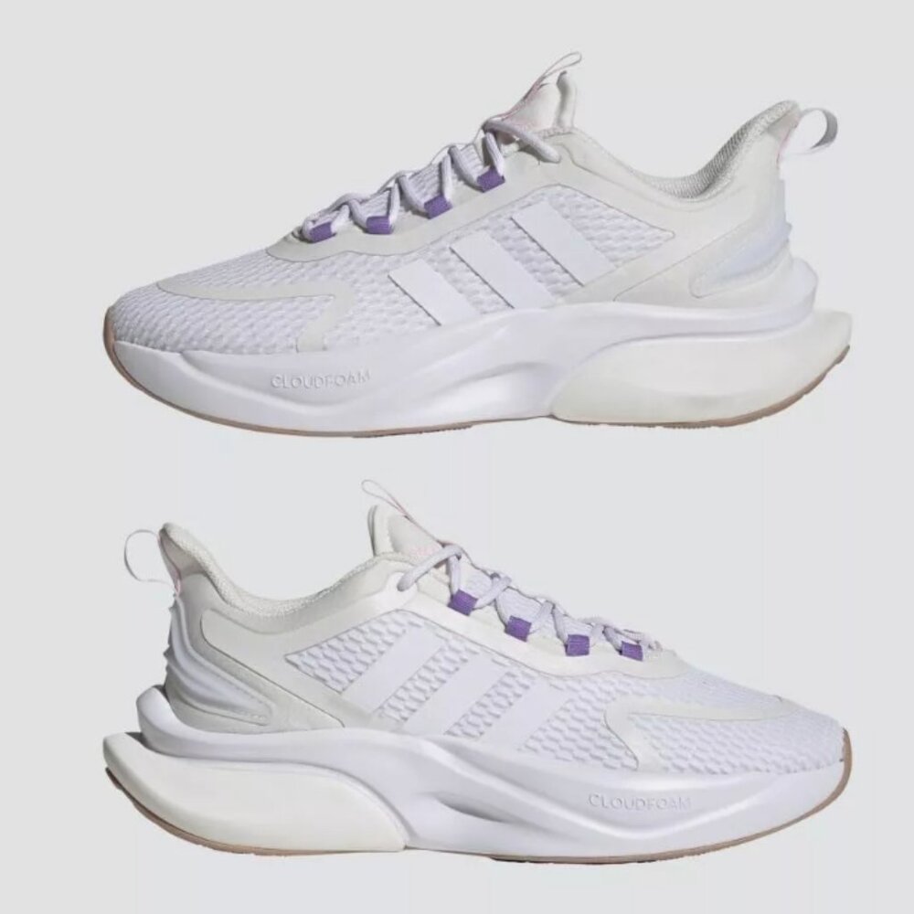 adidas Women's Alphabounce+ Sneaker, White/White/White, 8.5